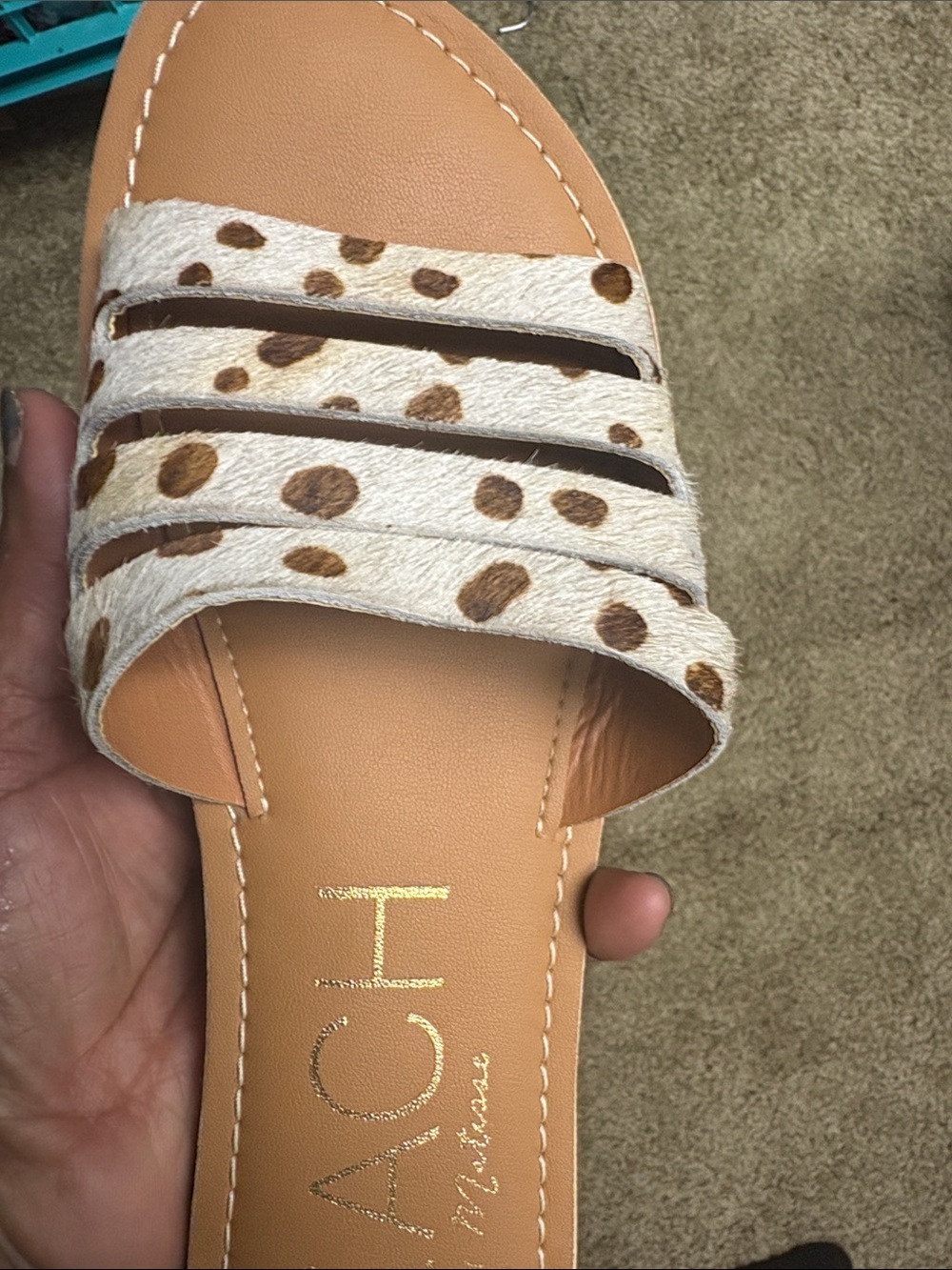 BEACH by Matisse open toe sandals. Size 8 cream with brown dots